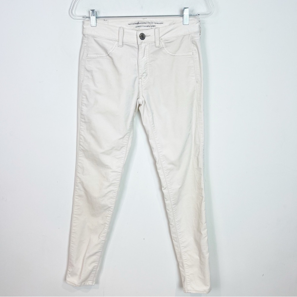 AMERICAN EAGLE OFF-WHITE VELVET SKINNY PANTS WOMENS SZ 4
